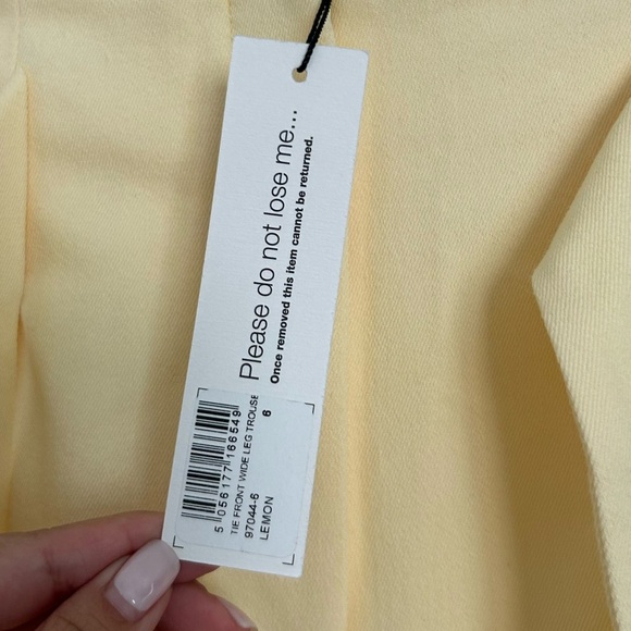 Nobody’s Child Tie Front Wide Leg Trouser in Butter Yellow Lemon size 2 NWT - Picture 10 of 11